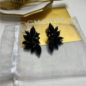 Black Geometric Floral Statement Earrings
